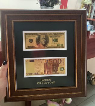 Панно подарочное Банкноты доллар и евро ''Доллар USA + Евро Euro''