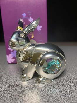 Фігурка Кролик Метал з зеленими Кристалами 85110