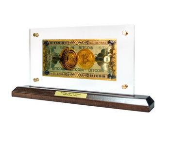Банкнота подарочная ONE BITKOIN (биткоин) на подставке