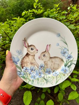 Тарелка Кролики 25 см 358-975. Пасхальная посуда
