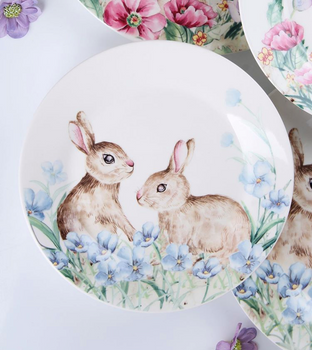 Тарілка обідня Кролики 25 См 358-975. Пасхальний посуд