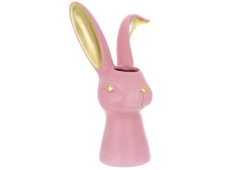 Ваза Кролик розовая керамическая 733-589. Пасхальный декор