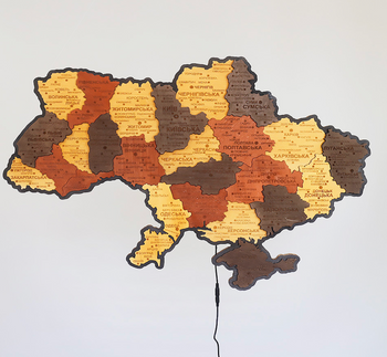 Карта Украины с подсветкой деревянная на стену 92 х 64 см