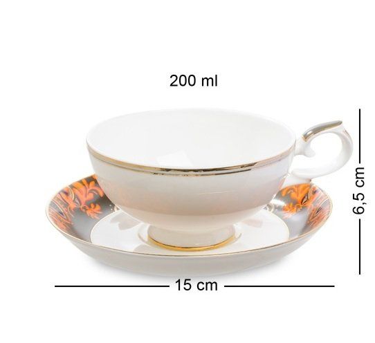 Чашка с чайником Риомаджоре из костяного фарфора Pavone JK-220