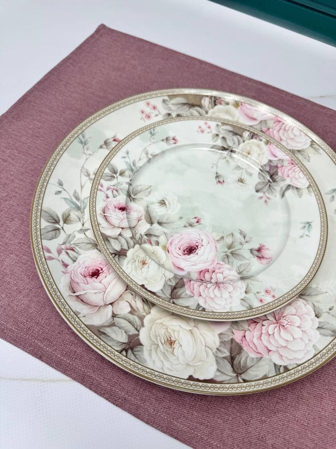 Набор тарелок English roses на 6 персон, 12 предметов