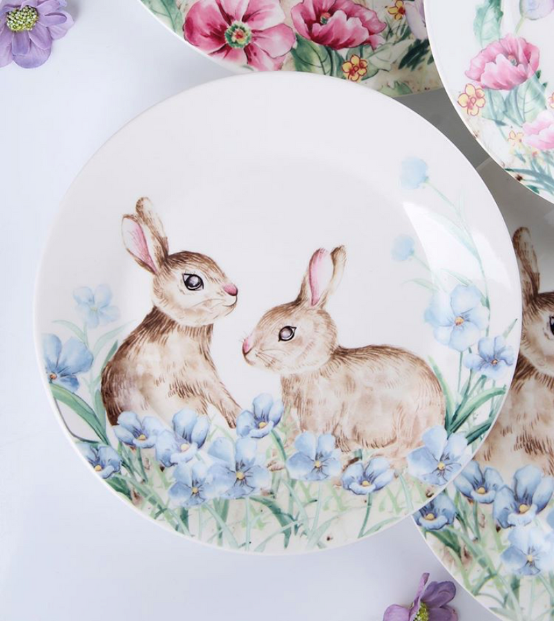 Тарелка Кролики 25 см 358-975. Пасхальная посуда
