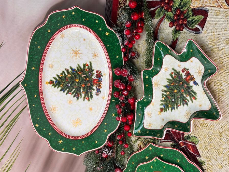 Блюдо новорічне фарфорове Ялинка Christmas Story Green