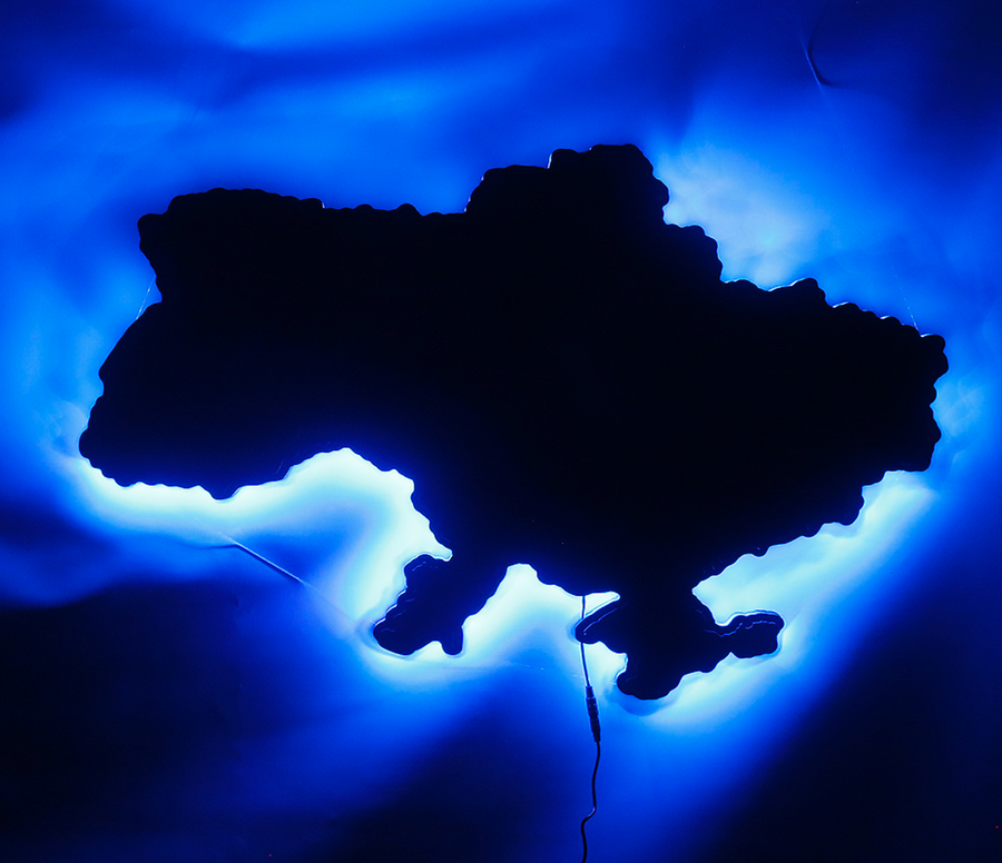 Карта України з Підсвіткою 3D Об'Ємна Багатошарова Дерев'яна 92 Х 64 См