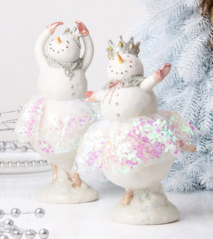 Набор из 2 новогодних статуэток Снеговики Подружки