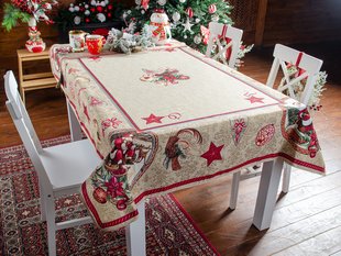 Скатертина Гобеленова Новорічна "Santa Claus" 140X140 Cм 732-185