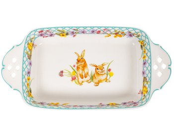 Блюдо Кролики 30 х 15 см фарфорове. Пасхальний посуд