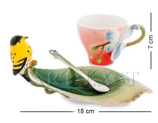 Чашка с блюдцем Иволга и Орхидея Pavone 200 мл FM-81/ 2