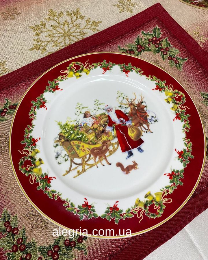 Набор фарфоровых тарелок 12 шт Рождественская сказка (6 шт 26 см + 6 шт 21 см)