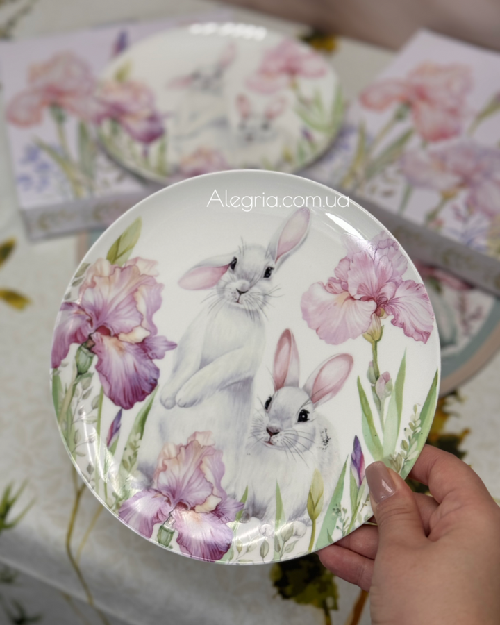 Тарелки 12 шт "Кролик в ирисах" (6 шт 20,5 см + 6 шт 26 см)
