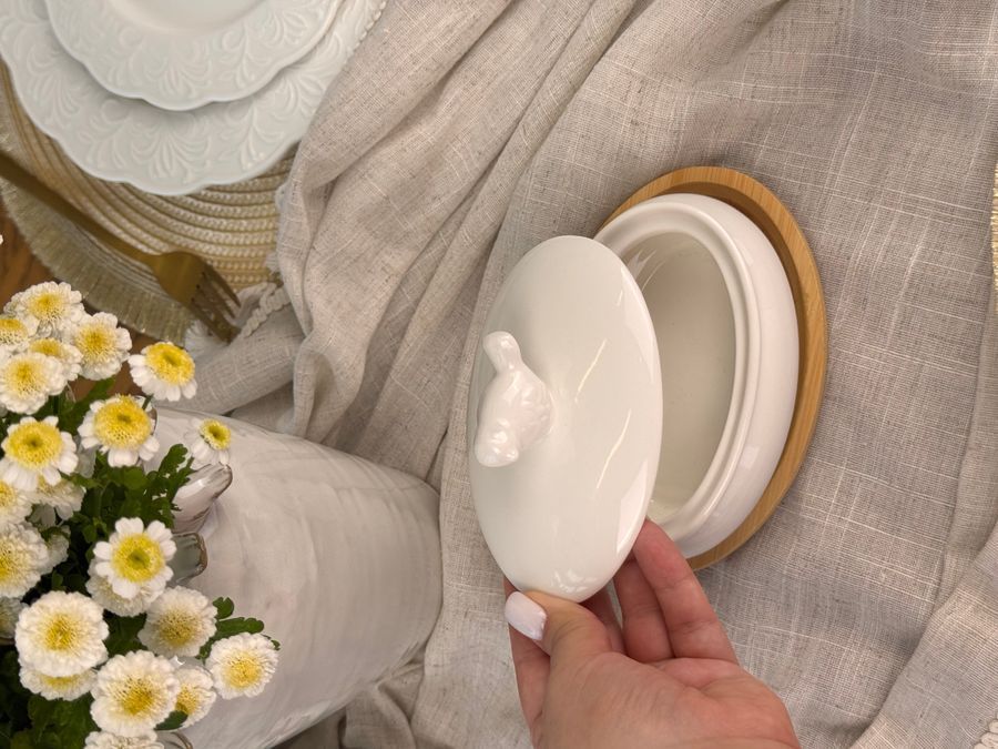 Цукорниця біла фарфорова Пташка