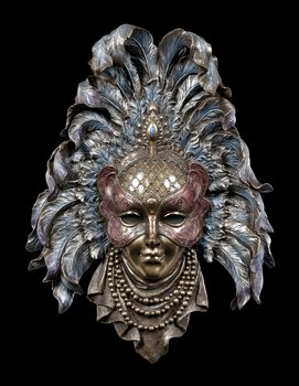 Коллекционная настенная Венецианская маска Veronese Павлин FS19462, Под заказ 10 рабочих дней