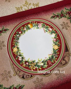 Набор фарфоровых тарелок Рождественская классика 21 см 6 шт 986-123-6