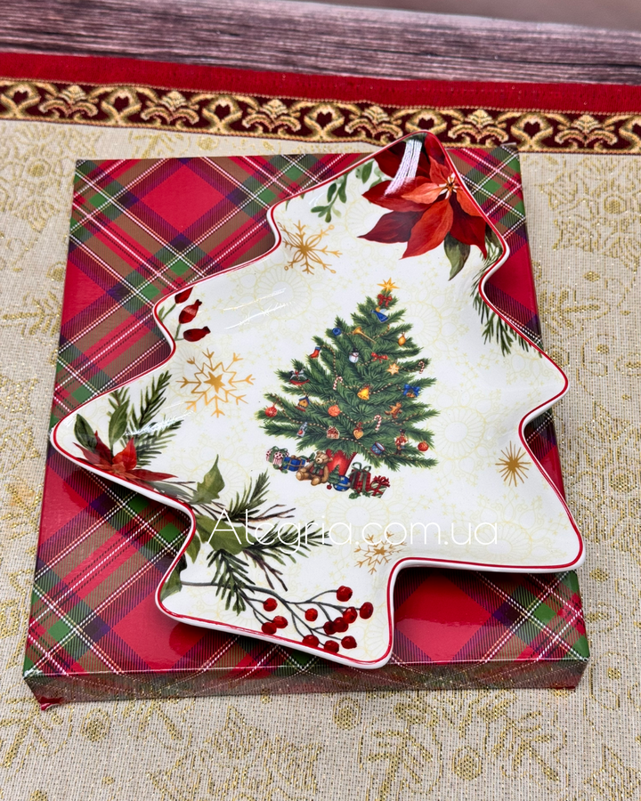 Блюдо новогоднее фарфоровое Елочка Christmas Story Flower