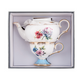 Чашка с чайником Цветок Неаполя из костяного фарфора Pavone JK-134