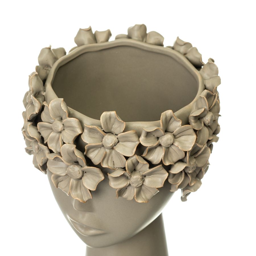 Керамическая ваза "Девушка в цветах" серая, 30 см 8723-010