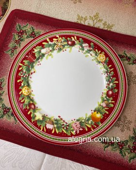 Набор фарфоровых тарелок Рождественская классика 26 см 6 шт 986-124-6