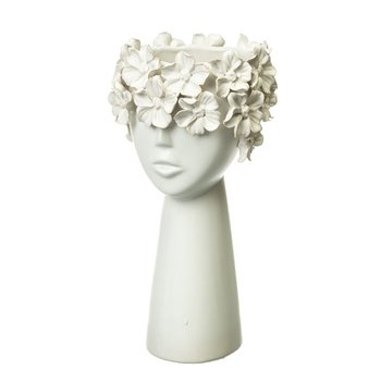 Керамическая ваза "Девушка в цветах" белая, 30 см 8723-008