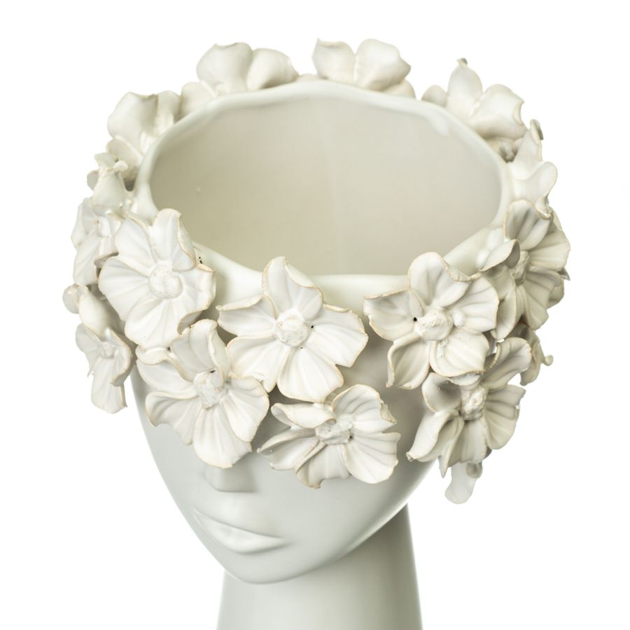 Керамическая ваза "Девушка в цветах" белая, 30 см 8723-008