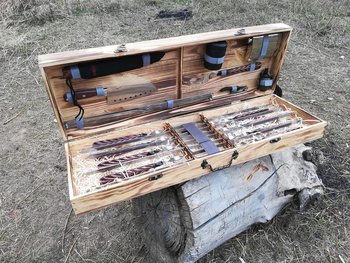 Подарочный набор шампуров Охотничий в деревянном кейсе