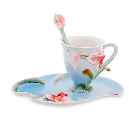 Чашка с блюдцем Орхидея Pavone 150 мл FM-01/12