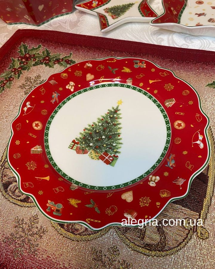 Набір новорічних тарілок на 2 персони Різдвяний, 4 предмета