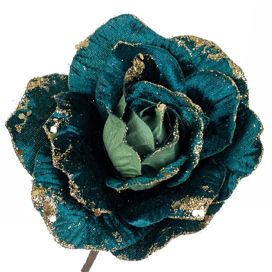 Цветок новогодний "Зимняя роза" синий (6009-046)