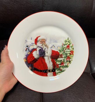 Набор из 6 новогодних тарелок Санта 25 см 358-986-6