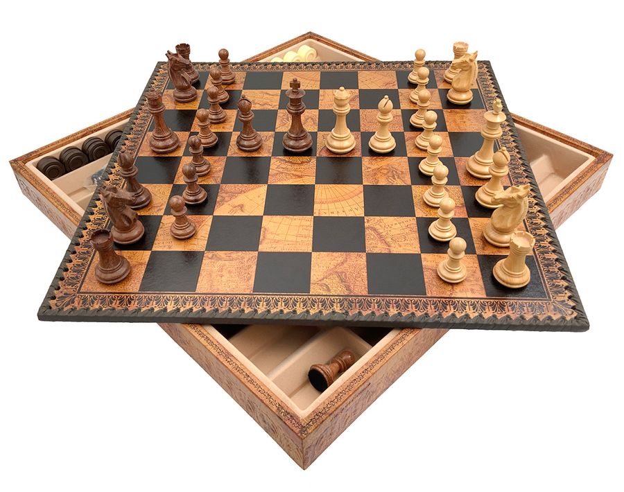 Подарочный набор Italfama "Palissandro" (шахматы, шашки, Нарды)
