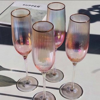 Набор бокалов для шампанского Розовое золото 250 мл, 4 шт.