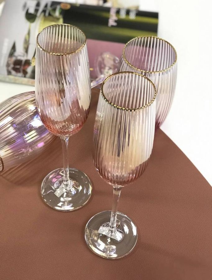 Набор бокалов для шампанского Розовое золото 250 мл, 4 шт.
