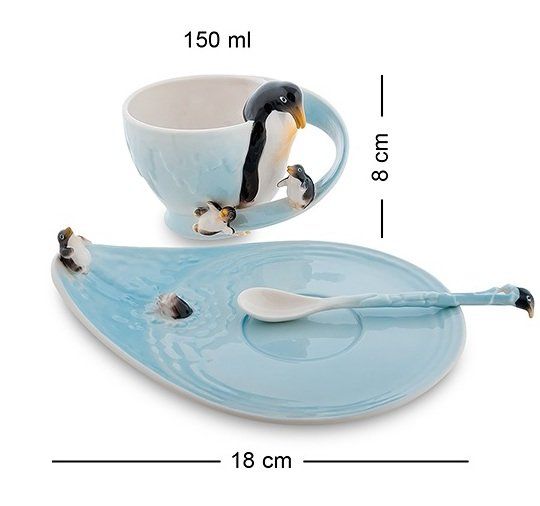 Чашка з Блюдцем Пингвіни Pavone 150 Мл Fm-01/29