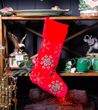 Носок новогодний, декоративный на камин с вышивкой 25 х 40 см 877-048