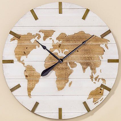 Настенные часы деревянные Карта 74 см