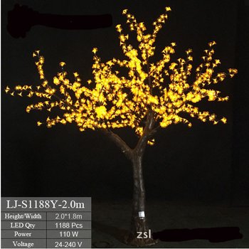 Светящееся, светодиодное дерево Сакура желтая уличная 2 м