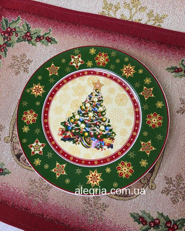 Набор фарфоровых тарелок 12 шт Новогодние (6 шт 26 см + 6 шт 21 см) 986-117-062
