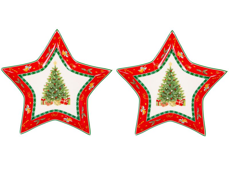 Набір з 2 новорічних блюдець Новорічна зірочка 985-156