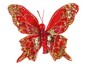 Елочное украшение "Красная бабочка" 66-198