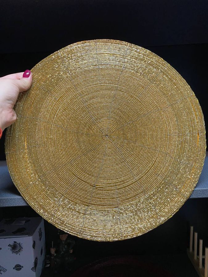 Плейсмат, салфетка на стол круглая из бисера 36 см 877-020