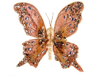Елочное украшение "Новогодняя бабочка" пудровая 66-143
