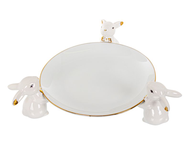 Підставка для десертів Кролики, діаметр 15 см. Пасхальний посуд