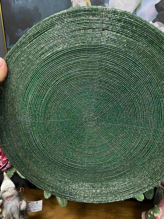 Плейсмат, салфетка на стол круглая из бисера 36 см 877-023
