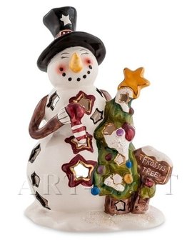 Подсвечник новогодний Снеговик с елкой Pavone BS-517