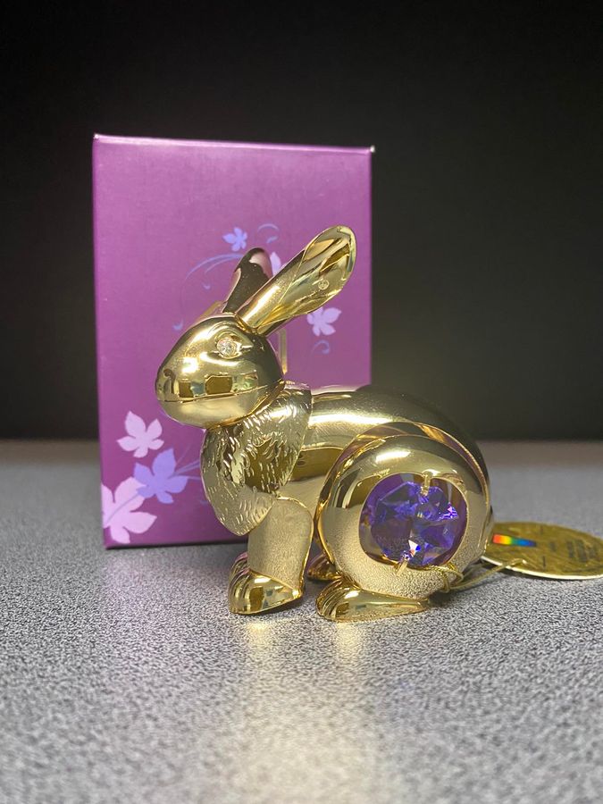Фігурка Кролик Метал з Фіолетовими Кристалами 83100