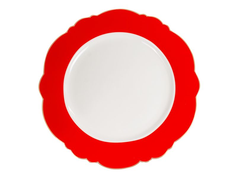 Набор из 6 фарфоровых тарелок на 2 персоны Red Shine, красно-белые