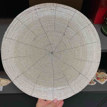 Плейсмат, салфетка на стол круглая из бисера 36 см 877-025
